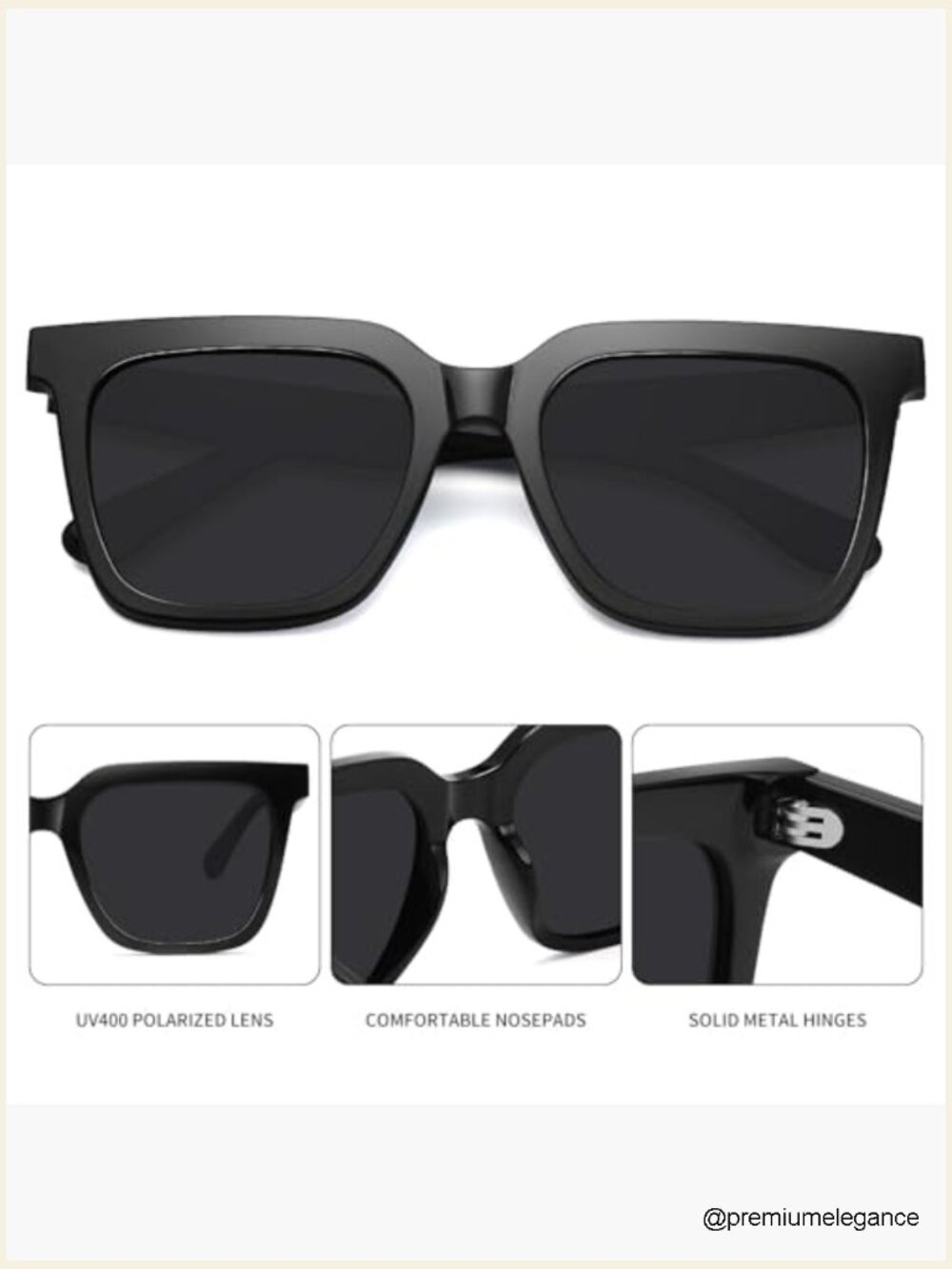 Large Square Polarized Sunglasses Trendy Retro Classic UV400 - Picture 4 of 7